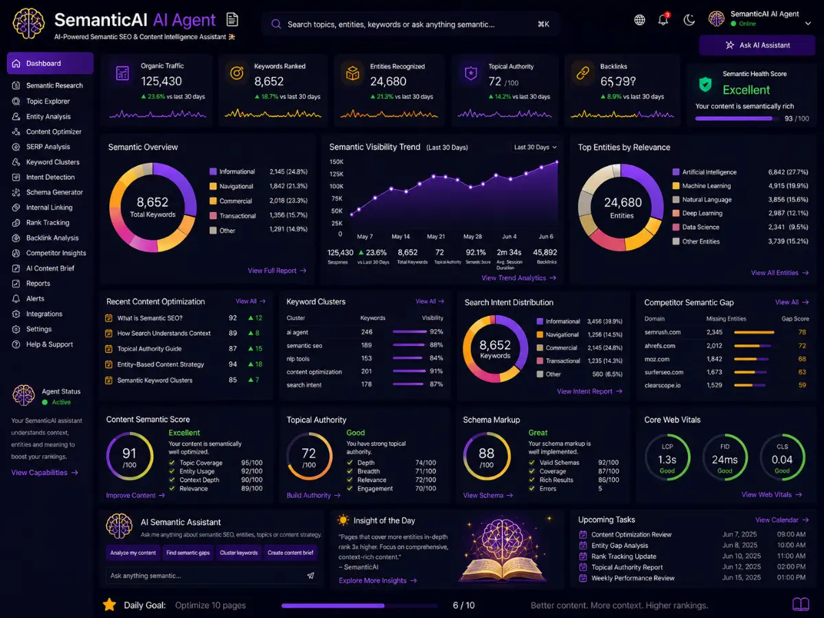 semanticai.app semantic AI agent app — knowledge search dashboard preview